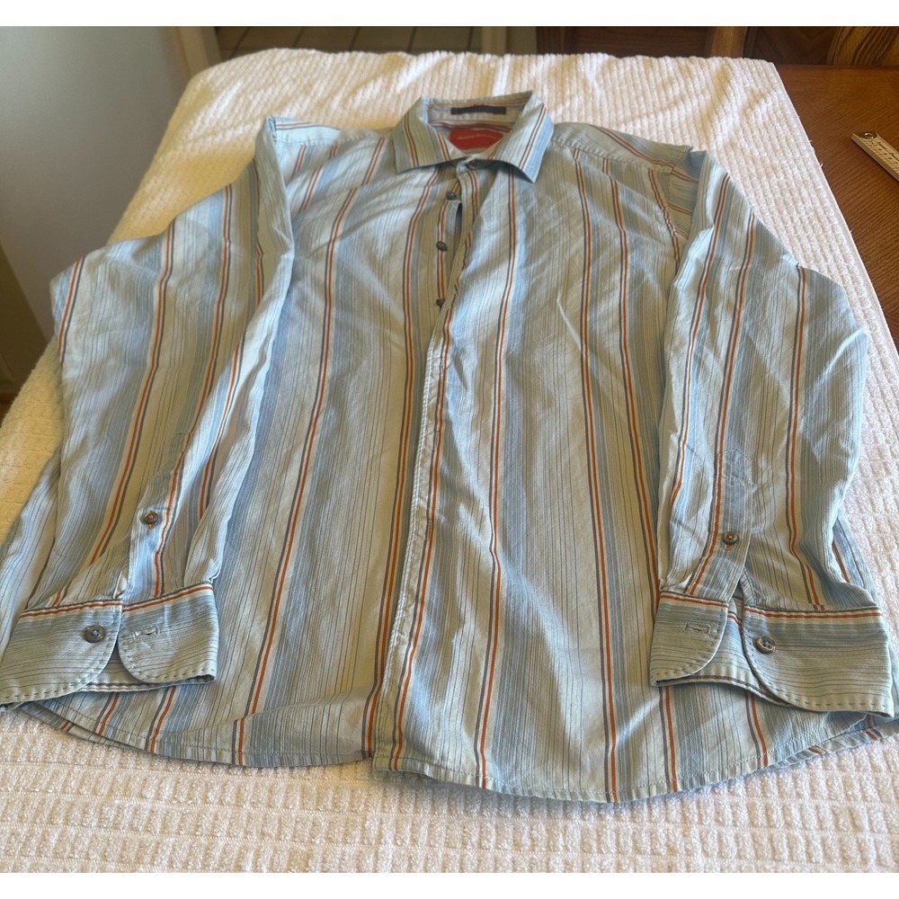 Tommy Bahama Striped Button Down Mens Blue S Long Sleeve Resort Ocean Pacific